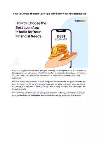 How to Choose the Best Loan App in India for Your Financial Needs