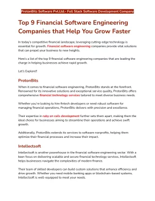 Top 9 Financial Software Engineering Companies that Help You Grow Faster