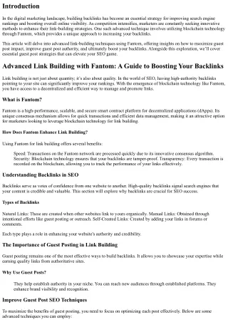 Fantom's Guide to Boosting Backlinks: Advanced Link Building