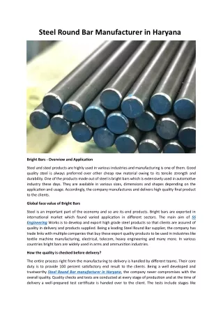 Steel Round Bar manufacturer in Haryana