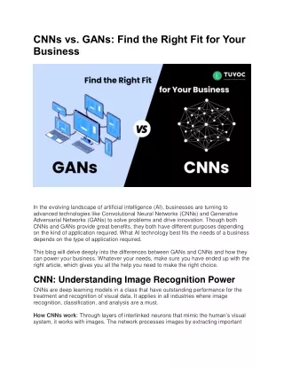 CNNs vs. GANs: Find the Right Fit for Your Business