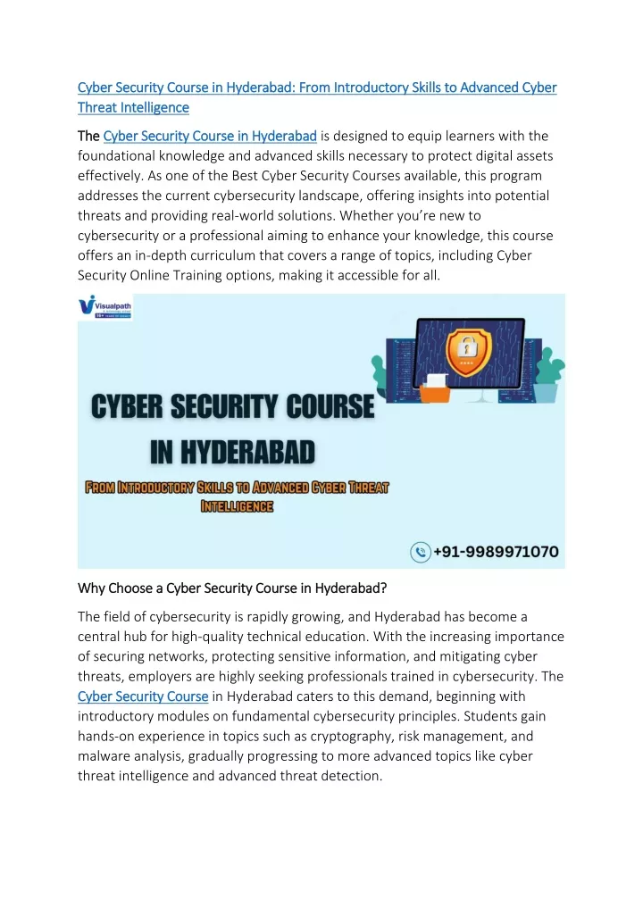 cyber security course in hyderabad from