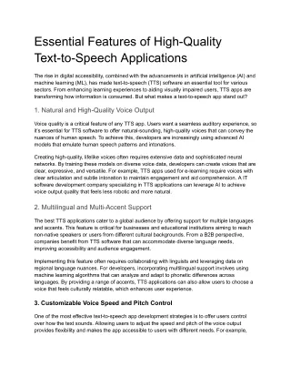 What Features Make a Great Text to Speech App or Software