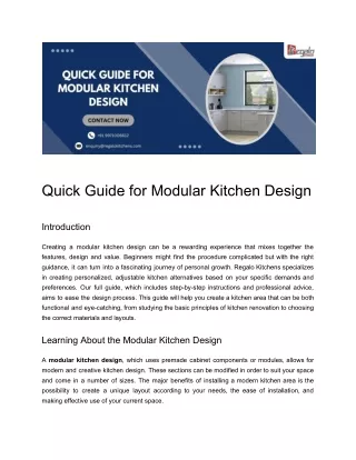 quick guide for modular kitchen design