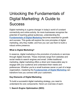 unlocking the fundamentals of digital marketing