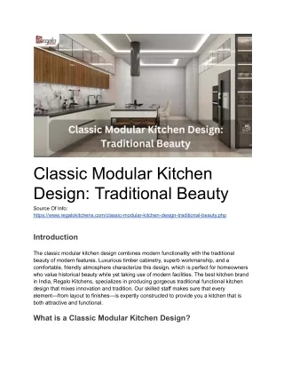 Classic Modular Kitchen Design: Traditional Beauty