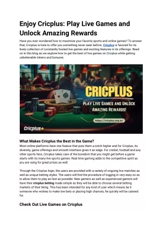 Enjoy Cricplus_ Play Live Games and Unlock Amazing Rewards