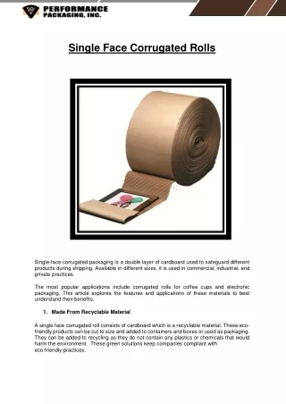 Single Face Corrugated Rolls