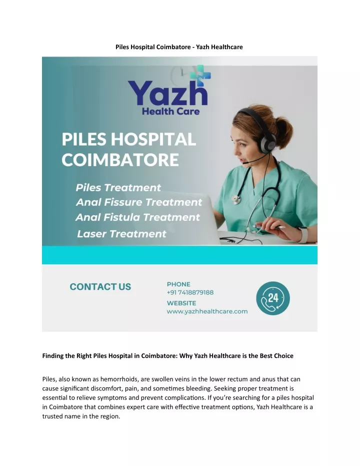 piles hospital coimbatore yazh healthcare