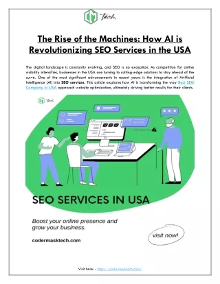 The Rise of the Machines: How AI is Revolutionizing SEO Services in the USA