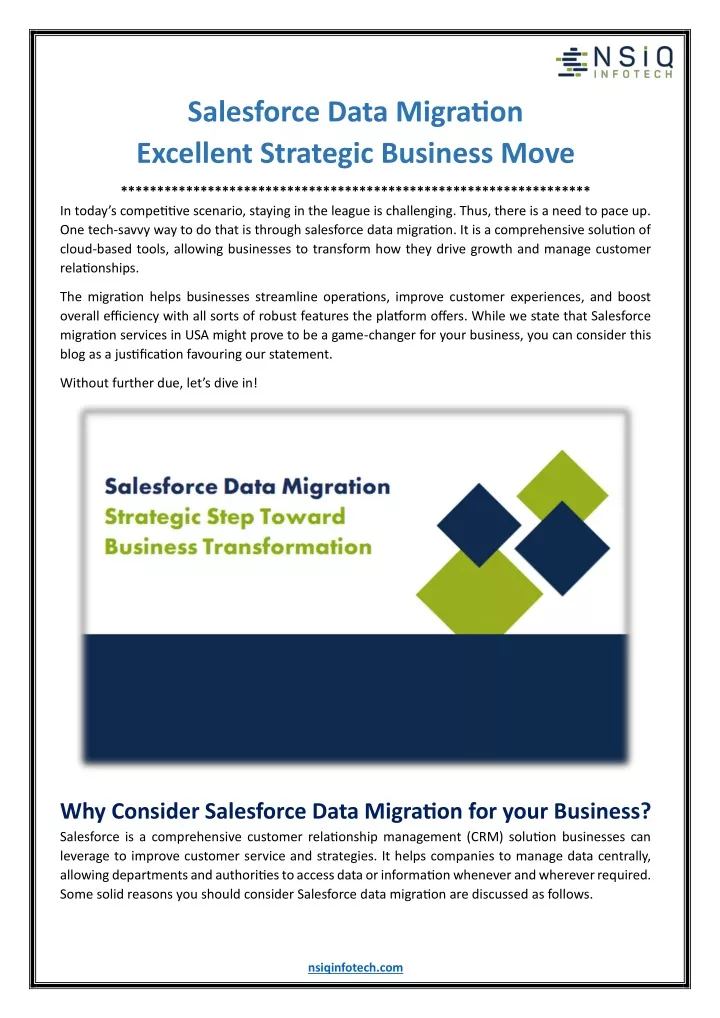 salesforce data migration excellent strategic