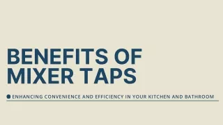 Benefits of Mixer Taps
