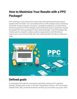 How to Maximize Your Results with a PPC Package