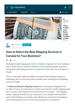 How to Select the Best Shipping Services in Canada for Your Business