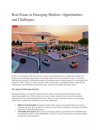 real estate in emerging markets opportunities