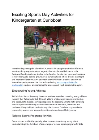 Sports Day Activities for Kindergarten at Curioboat