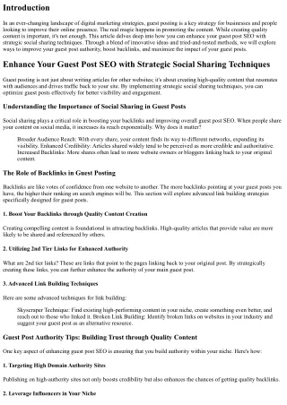 Enhance Your Guest Post SEO with Strategic Social Sharing Techniques