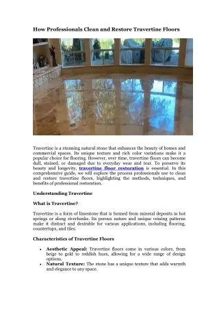 How Professionals Clean and Restore Travertine Floors