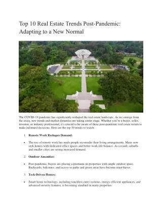 Top 10 Real Estate Trends Post-1