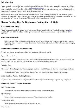 “Plasma Cutting Tips for Beginners: Getting Started Right”