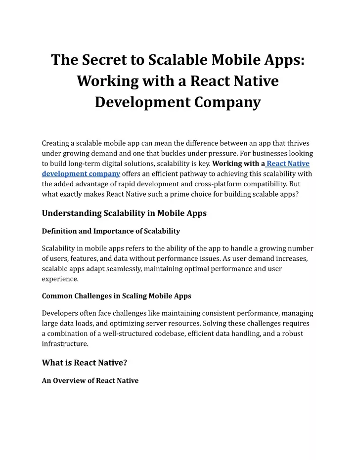 the secret to scalable mobile apps working with