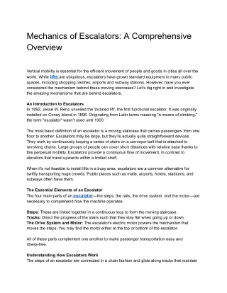 Mechanics of Escalators_ A Comprehensive Overview