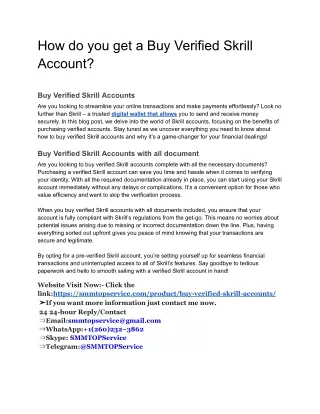 How do you get a Buy Verified Skrill Account