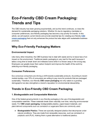 eco friendly cbd cream packaging trends and tips