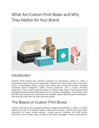 What Are Custom Print Boxes and Why They Matter for Your Brand