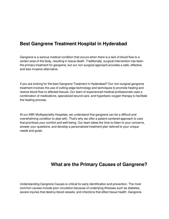 best gangrene treatment hospital in hyderabad