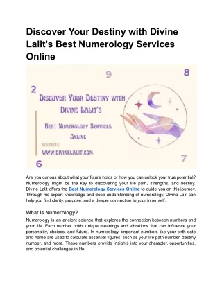 Discover Your Destiny with Divine Lalit’s Best Numerology Services Online