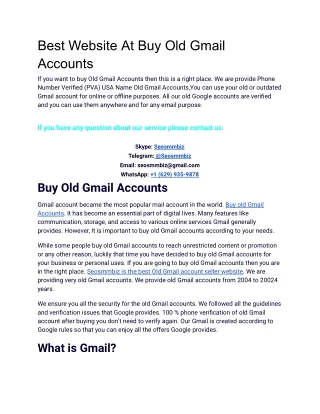 In 2023/2024 new update Buy Old Gmail Accounts