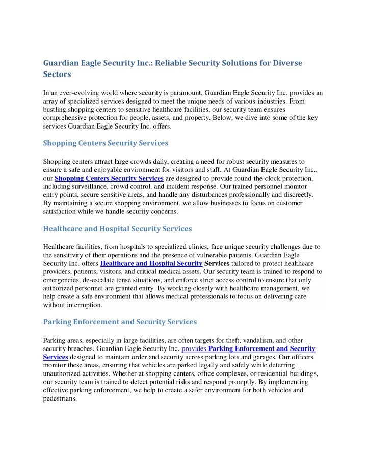 guardian eagle security inc reliable security