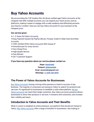 In 2023/2024 new update Buy Yahoo Accounts