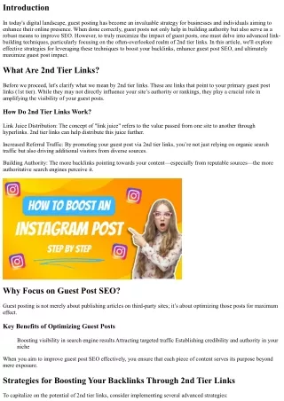 Maximizing the Impact of Guest Posts with 2nd Tier Link Techniques