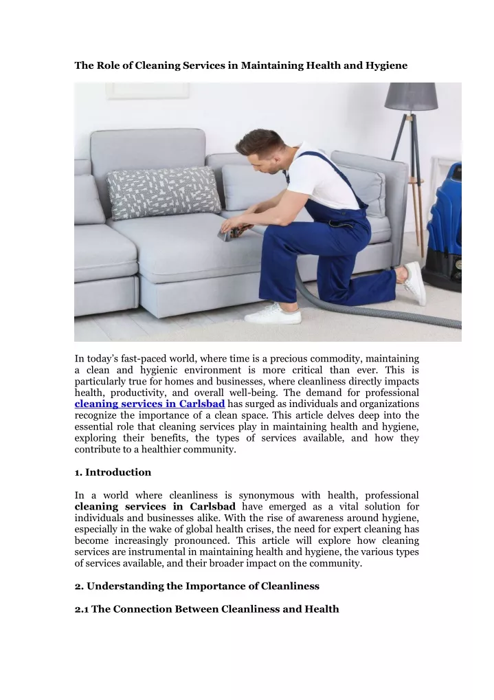 the role of cleaning services in maintaining