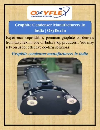 Graphite Condenser Manufacturers In India  Oxyflex.in