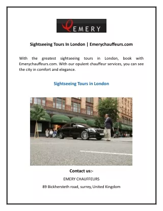 Sightseeing Tours In London  Emerychauffeurs