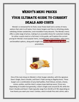 wendy s menu prices wendy s menu prices