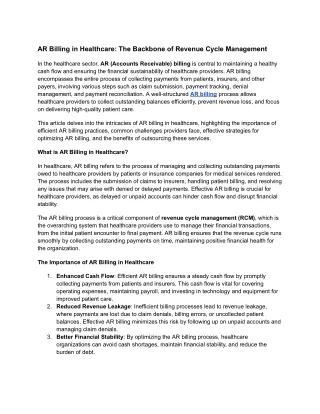 ar billing in healthcare the backbone of revenue