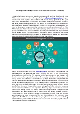 unlocking quality with agile advisor your