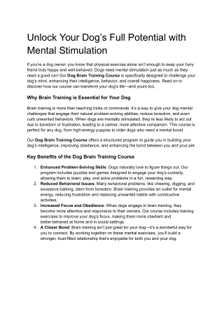Unlock Your Dog’s Full Potential with Mental Stimulation
