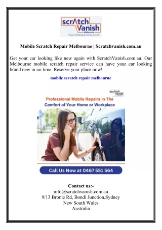 mobile scratch repair melbourne scratchvanish