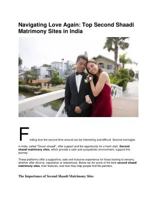 Top Second Shaadi Matrimony Sites in India