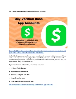 Top 5 Sites to Buy Verified Cash App Accounts With Limit