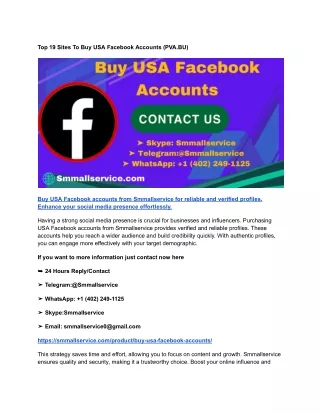 Top 19 Sites To Buy USA Facebook Accounts (PVA