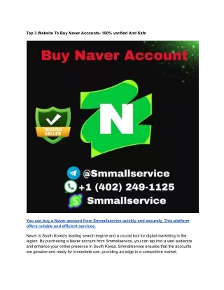 Top 3 Website To Buy Naver Accounts- 100% verified And Safe
