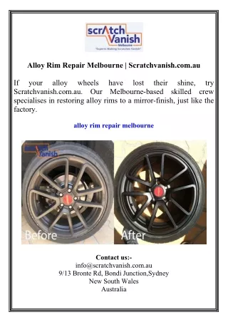 Alloy Rim Repair Melbourne  Scratchvanish.com.au