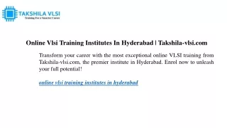 online vlsi training institutes in hyderabad