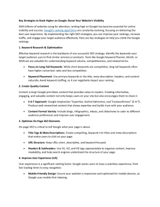 key strategies to rank higher on google boost
